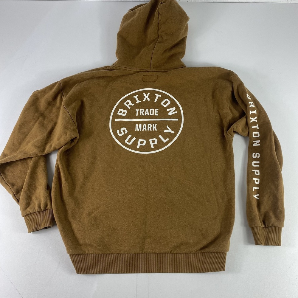 Brixton Hoodie Mens Medium Brown‎ Pullover Big Logo Skatewear Skateboad
